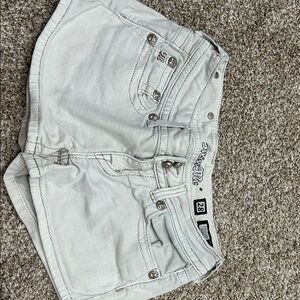 Miss Me white Denim Shorts with Silver Accents